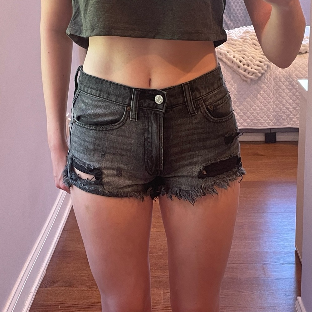 Urban black denim shorts